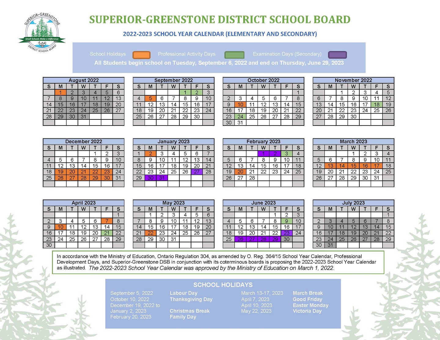 SGDSB 2022 2023 School Year Calendar